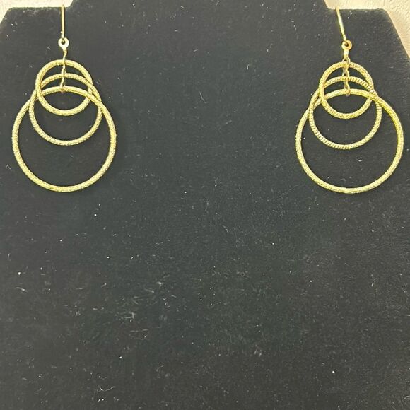 FASHION EARRINGS | Gold Tone | Three Hanging Hoops - Picture 1 of 1
